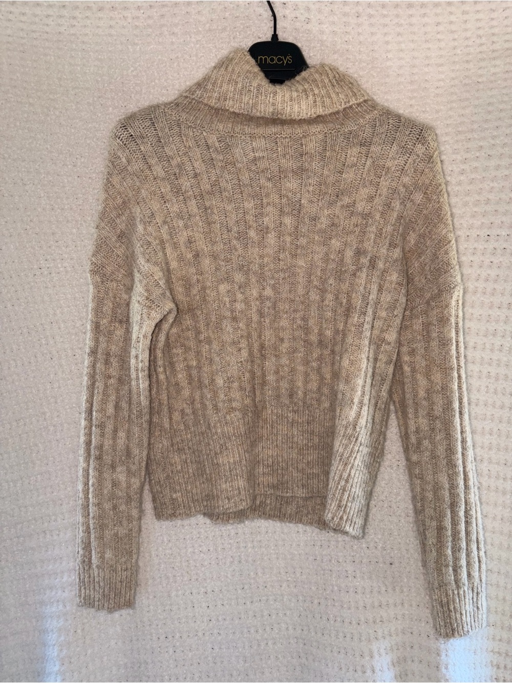 William Rast Beige Ribbed Cowl Neck Sweater